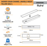 Marble-Insert Shower Drain Channel (2 Inches)