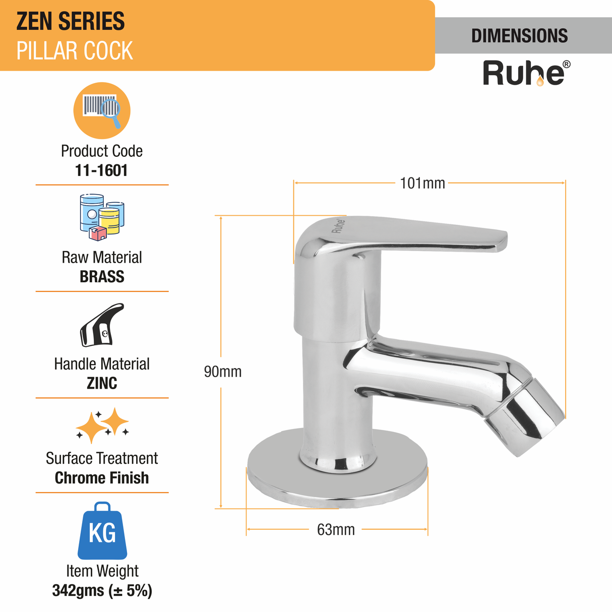 Zen Wash Basin Pillar Tap - by Ruhe