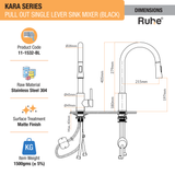 Kara Pull-out Kitchen Sink Mixer Tap with Dual Flow (Matte Black) 304-Grade SS - by Ruhe