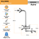 Vela Wall Mixer 3-in-1 Brass Faucet - by Ruhe®