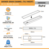 Tile-Insert Shower Drain Channel (2 Inches)