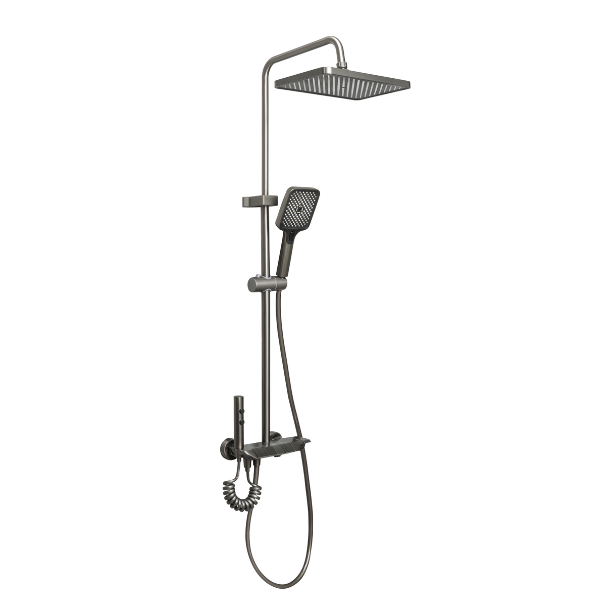 Drizzle 4-in-1 Piano Shower Panel Complete Set including Overhead Shower, Multi-flow Hand Shower & Health Faucet - by Ruhe