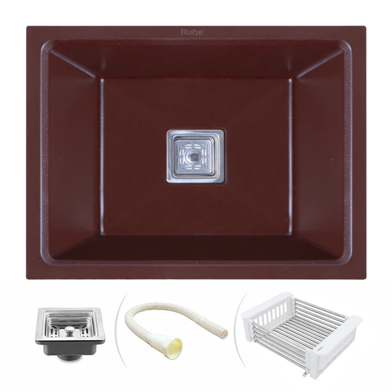Quartz Single Bowl Kitchen Sink Coloured (21 x 18 x 9 Inches)