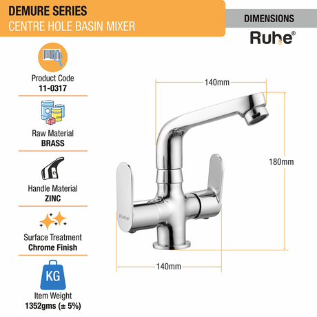 Demure Centre Hole Basin Mixer Brass Faucet with Small (7 inches) Swivel Spout - by Ruhe®