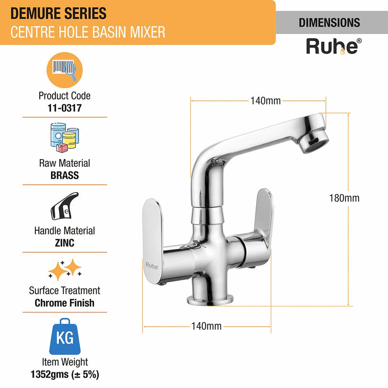 Demure Deck Mount Wash Basin Mixer Tap with Swivel Spout