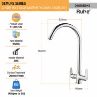 Demure Brass Double Handle Wash Basin Mixer Tap with Swivel Spout