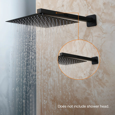 Square 304-Grade SS Shower Arm (15 inches) (Matte Black)