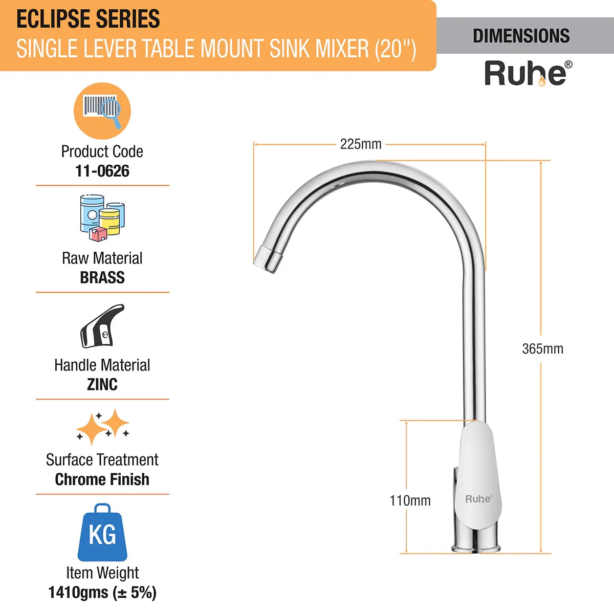 Eclipse Single Lever Deck-mount Kitchen Sink Mixer Tap with Swivel Spout