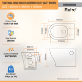 Tone Western Toilet / Commode (Wall-hung EWC) (Matt Brown) - by Ruhe