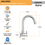 Kara Brass Sink Tap with Medium (15 inches) Round Swivel Spout - by Ruhe®