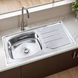 Oval Single Bowl with Drainboard (42 x 20 x 9 inches) Kitchen Sink - by Ruhe