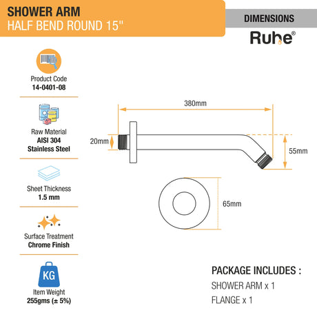 Round Half Bend Shower Arms
