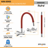 Kara Sink Mixer Brass Faucet with Silicone Red Flexible Spout dimensions and sizes