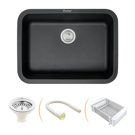 Quartz Single Bowl Round Kitchen Sink (24 x 18 x 9 Inches)