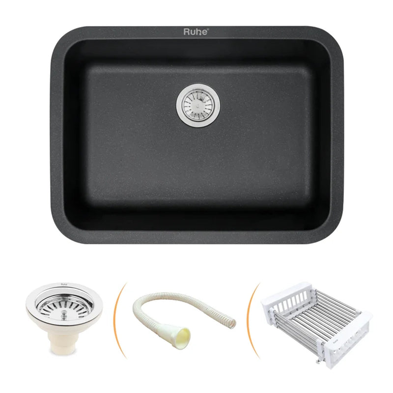 Quartz Single Bowl Round Kitchen Sink (24 x 18 x 9 Inches)