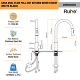 Kara Dual Flow Pull-out Kitchen Mixer Faucet (Matte Black)