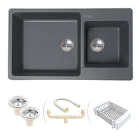 Quartz Double Bowl Kitchen Sink (34 x 20 x 9 inches)