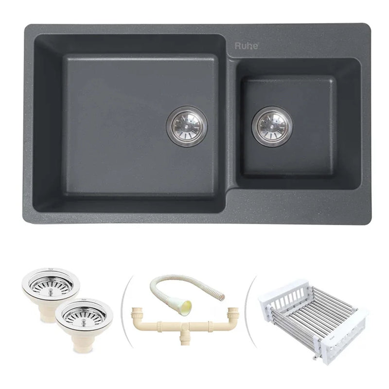 Quartz Double Bowl Kitchen Sink (34 x 20 x 9 inches)