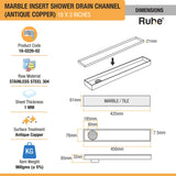 Marble-Insert Shower Drain Channel (3 Inches)