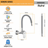 Demure Single Lever Wall-mount Kitchen Sink Mixer Tap with Coloured Silicone Spout