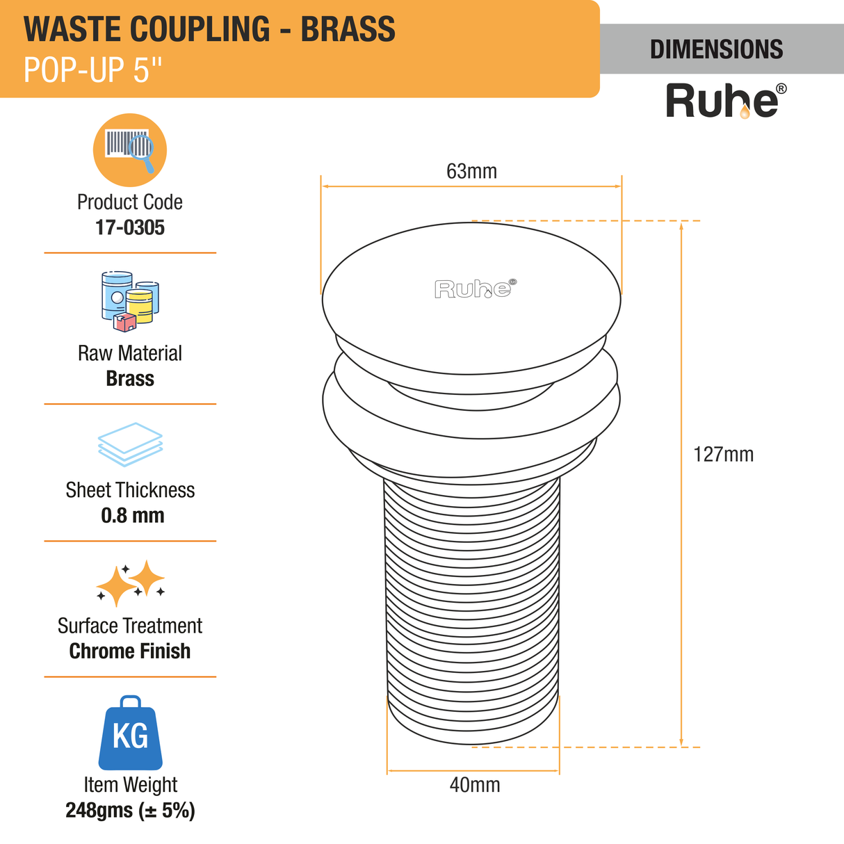 Pop-up Waste Coupling