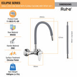 Eclipse Single Lever Wall-mount Sink Mixer Brass Faucet with Grey Silicone Spout - by Ruhe®