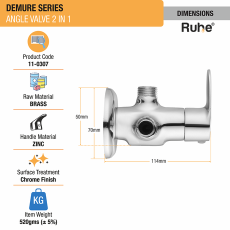 Demure Two Way Angle Valve Brass Faucet- by Ruhe®