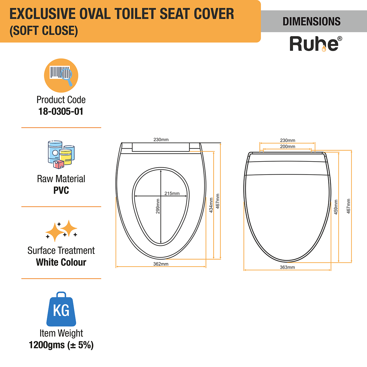 Exclusive Oval Toilet Seat Cover (Soft Close) -  by Ruhe®