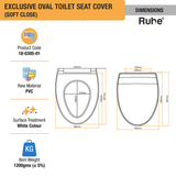 Exclusive Oval Toilet Seat Cover (Soft Close) dimensions and sizes