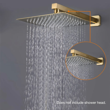 Square 304-Grade SS Shower Arm (15 inches) (Brushed Gold)