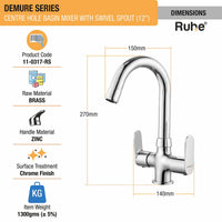 Demure Brass Double Handle Wash Basin Mixer Tap with Swivel Spout