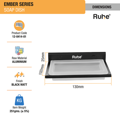 Ember Soap Dish (Space Aluminium) dimensions and sizes