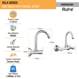 Vela Wall-Mount Kitchen Sink Mixer Tap with 15" Swivel Spout