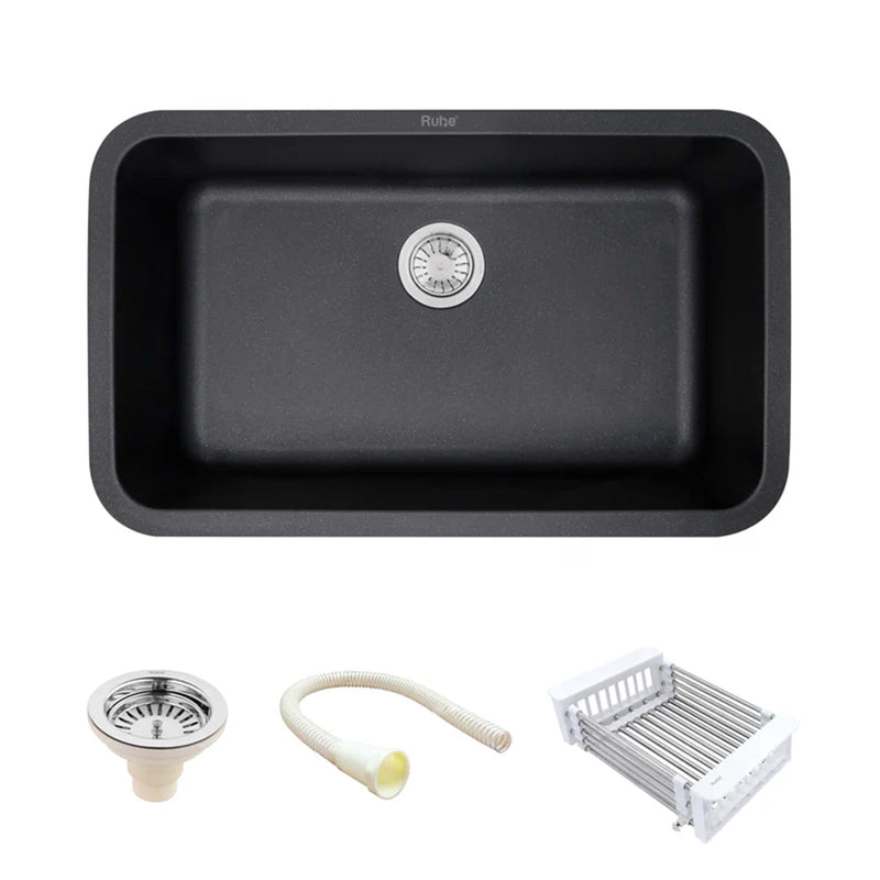 Quartz Single Bowl Matte Black Kitchen Sink (31 x 19 x 9 Inches)