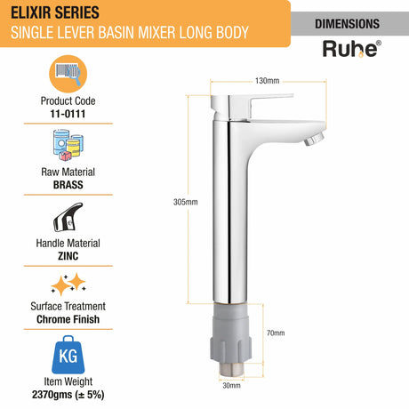 Elixir Single Lever Deck-mount Tall Body Wash Basin Mixer Tap - by Ruhe