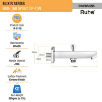 Elixir Brass Bathtub Spout with Diverter Button – Chrome