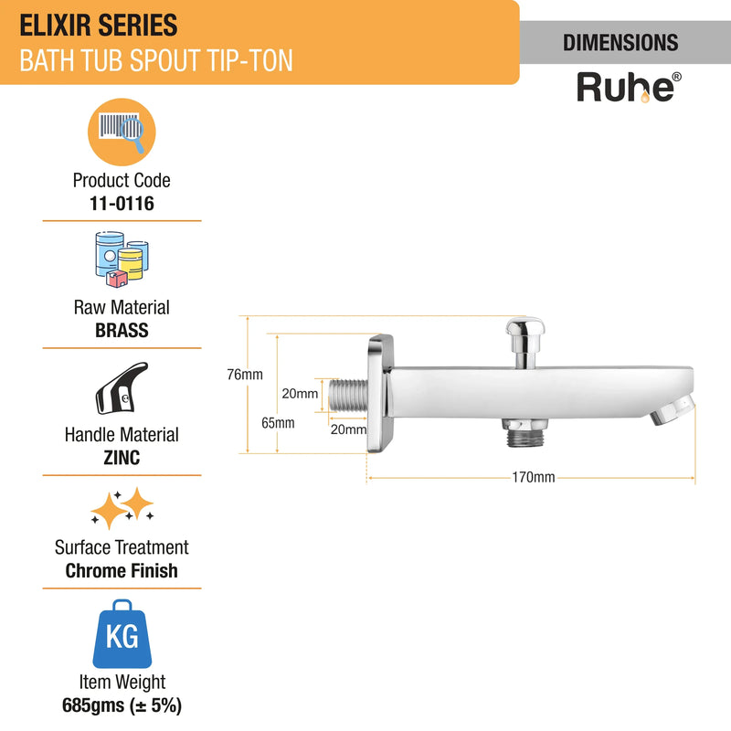 Elixir Bathtub Tap with Tip-Ton Button (Only Spout)