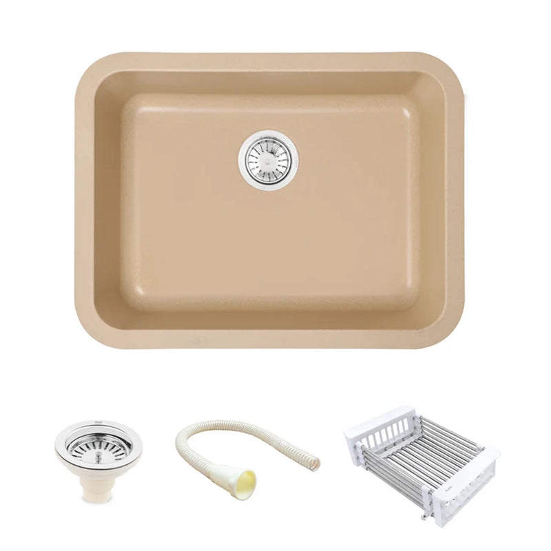 Quartz Single Bowl Round Kitchen Sink (24 x 18 x 9 Inches)