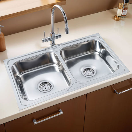 Square Double Bowl 304-Grade (32 x 20 x 8 inches) Kitchen Sink - by Ruhe