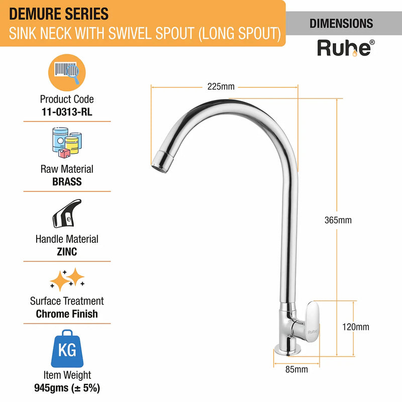 Demure Deck Mount Wash Basin Tap with Swivel Spout