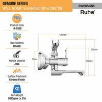 Demure Brass 2-in-1 Telephonic Wall Mixer Tap with Crutch
