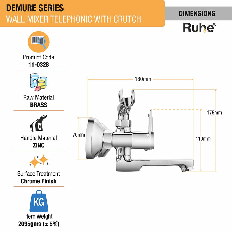 Demure Telephonic Wall Mixer Tap with Crutch
