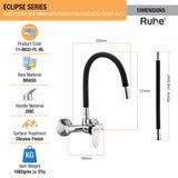Eclipse Single Lever Wall-mount Kitchen Sink Mixer Tap with Coloured Silicone Spout