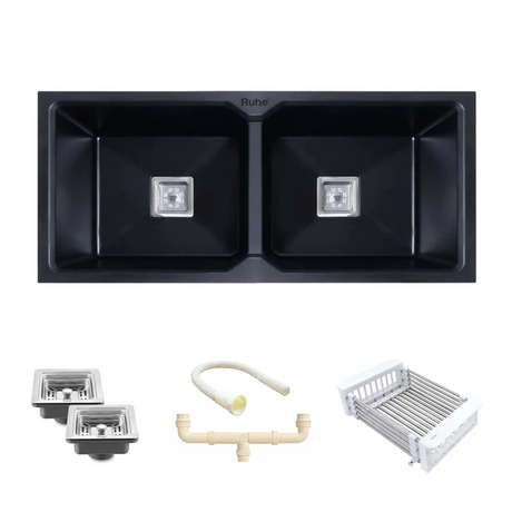 Quartz Double Bowl Kitchen Sink (37 x 18 x 9 Inches)