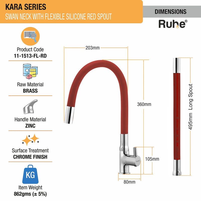 Kara Deck Mount Wash Basin Tap with Coloured Flexible Silicone Spout