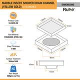 Marble-Insert Shower Drain Channel (6 x 6 Inches)