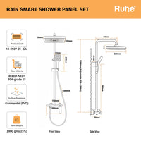 Rain 3-Function Brass Smart Shower Panel Set