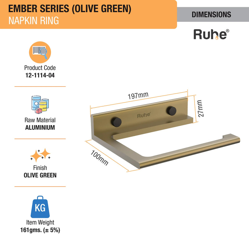 Ember Olive Green Napkin Ring (Space Aluminium) - by Ruhe