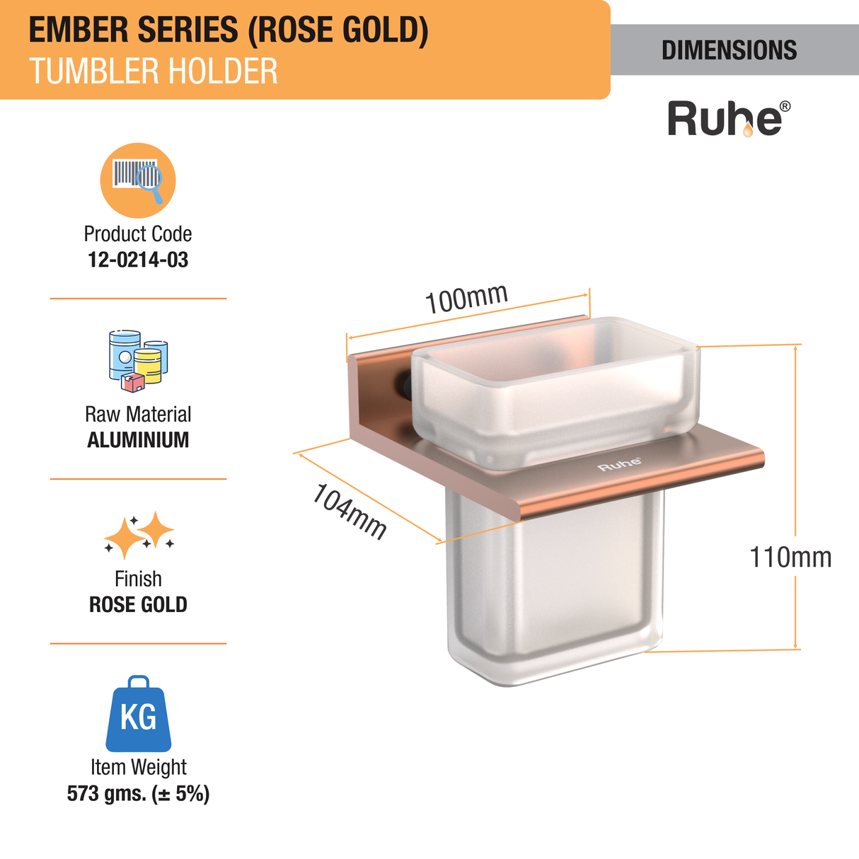 Ember Rose Gold  Tumbler Holder (Space Aluminium) - by Ruhe