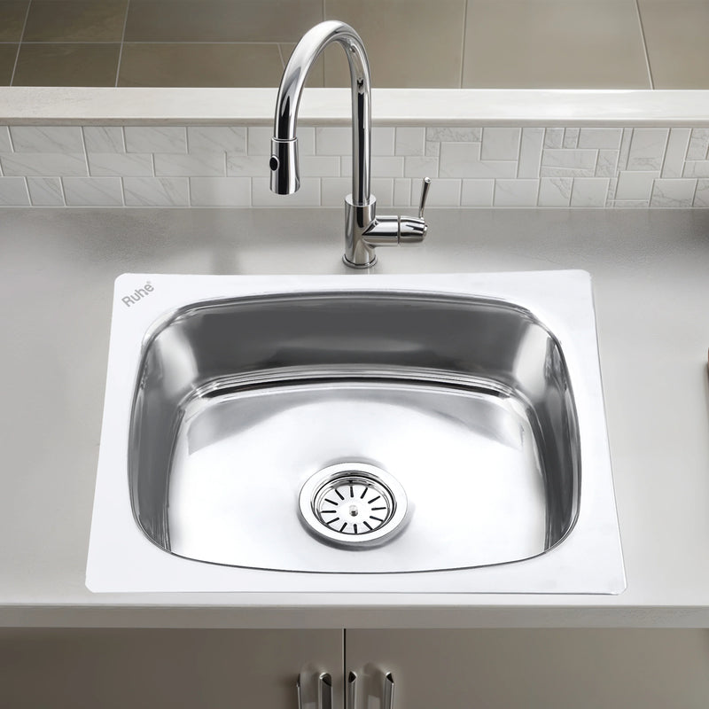 Oval Single Bowl Premium Kitchen Sink (18 x 16 x 8 Inches)